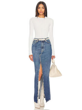 3X1 Elizabella Denim Maxi in Solid Barrel Blue, $310 NWT, Size 24, Revolve, #84